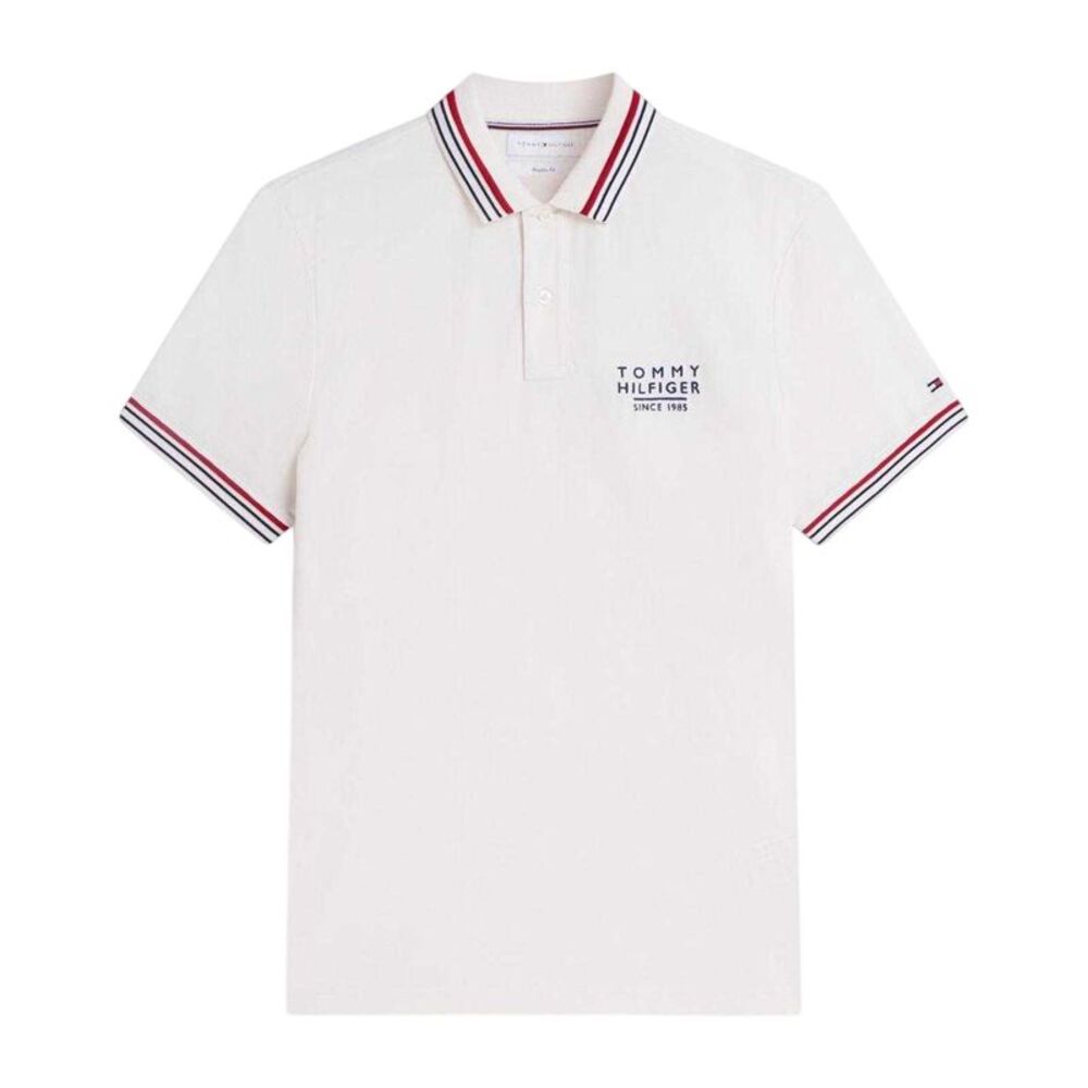 Tommy Hilfiger Mens Tipped Regular Short-Sleeved Polo Shirt / Ivory/Petal